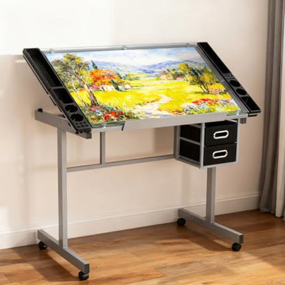 ZENY Glass Drafting Table for Artists