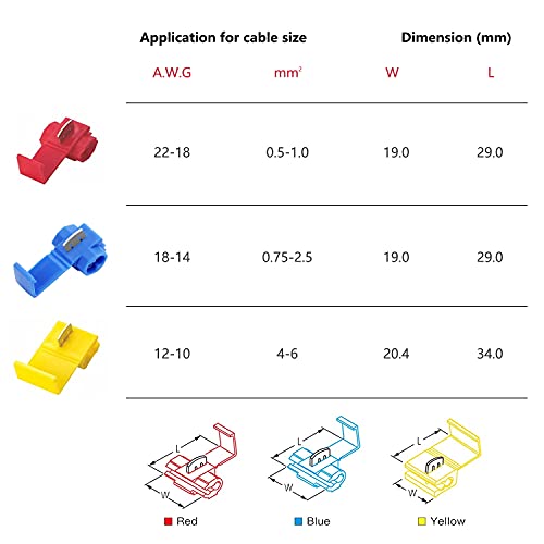 100pcs Solderless Quick Splice Snap Wire Connectors, 18-14 AWG Splice Connector (Cable Joiner), Blue Cold Pressed Insulated Electric Wire Crimp Connectors - color: Blue-100pcs