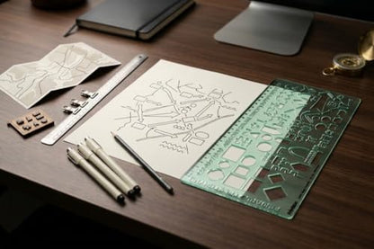 Printtoo NATO Troop Template Stencil, 2mm Thick Clear Green Acrylic Military Planning Ruler with Tactical Symbols, Letters, Numbers & Scale for Map Marking, Students, Artists & Designers - color: Series-PRTD-2441A