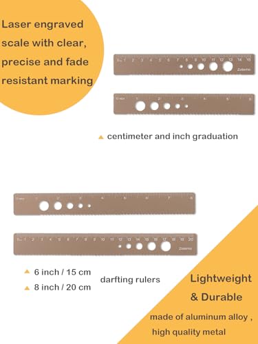Metal Geometry Set, 5-piece Aluminum Ruler, Math Drafting Ruler Kit Includes Protractor, Triangle Rulers, Straight Rulers-Math Measurement Tools for School and Office Supplies (Gold) - color: Gold