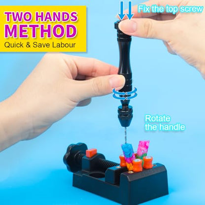 LEOBRO Hand Drill for Resin Molds, 12 cm Black Pin Vise with 10 PCS Steel Drill Bits (0.8-3mm), for Drilling Holes in Epoxy Resin, Polymer Clay, Wood, Making Jewelry Keychain Pendant - color: B-black