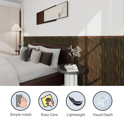Wall Wainscoting Panel Kit,8-Pack 38.6"x9.8"(98x25cm) Slat Panels with 2-Pack Molding Trims,Beadboard Board and Batten Panels,DIY Wall Panel Kit - Cover 21.6 Sq.Ft (Walnut) - color: Walnut