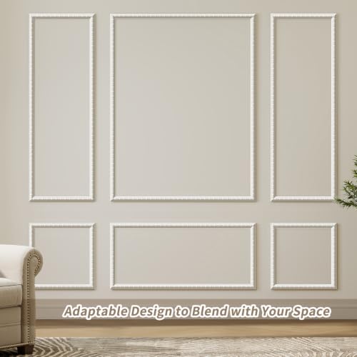 JBER Peel and Stick Wall Molding Kit, 6 Pre-Cut Wainscoting Panels, White - color: White-3 Pack-Sun, size: 78 x 24 in+78 x 48 in