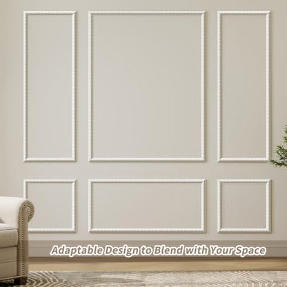JBER Peel and Stick Wall Molding Kit, 6 Pre-Cut Wainscoting Panels, White - color: White-3 Pack-Sun, size: 78 x 24 in+78 x 48 in