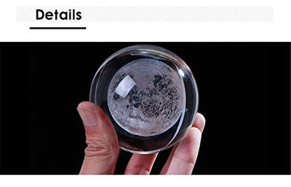 Qianwei 3D Moon Crystal Ball Planet Space Decor Astronomy Science Gift Lamp - style: Moon with black base