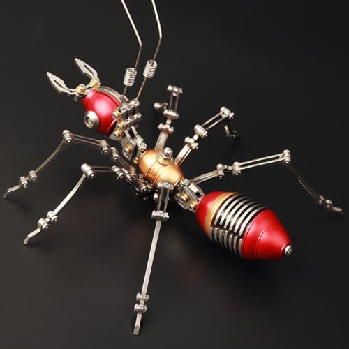 3D Metal Puzzles for Adults,3D Model Building Kit Mechanical Ant DIY 3D Puzzles Assembly Models for Family Time,Birthday Gifts, Red and Gold - color: Red and Gold