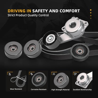 Belt Tensioner Serpentine Belt Idler Pulley Kit for Ford F150 2005-2010 - size: for F-150/Expedition/Explorer 2005-2014