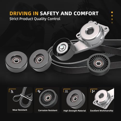 Belt Tensioner Serpentine Belt Idler Pulley Kit for Ford F150 2005-2010 - size: for F-150/Expedition/Explorer 2005-2014