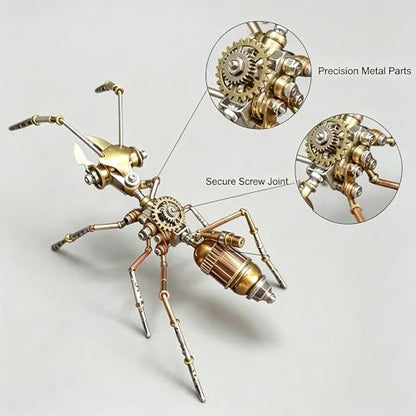 Steampunk Ant 3D Metal Puzzle Model Mechanical Kits 150+ Parts 2-3 Hours Build No Glue Assembly Cool Desk Decor Christmas & Birthday Gift for Adults Men(Ant) - style: Ant