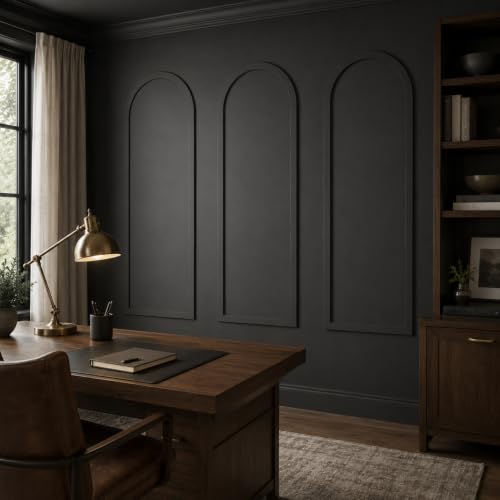 Nuanchu 3 Set 50 x 22 Inches Arch Mdf Board and Batten Wall Panel Kit Premade Wainscoting Wall Molding Kit Frame Accent Molding Pre Cut Trim for DIY Room Decor (Elegant Style) - size: 50 x 22 Inches