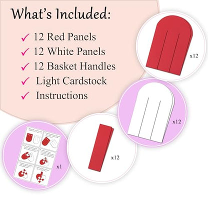 12 DIY Danish Heart Baskets. Precut and Ready to Use, No Tools Needed. Traditional Weaving Paper Craft to Make Julehjerter. Great Home and Classroom Decorations (Red/White Kit) - color: 3x3 Diy Kit
