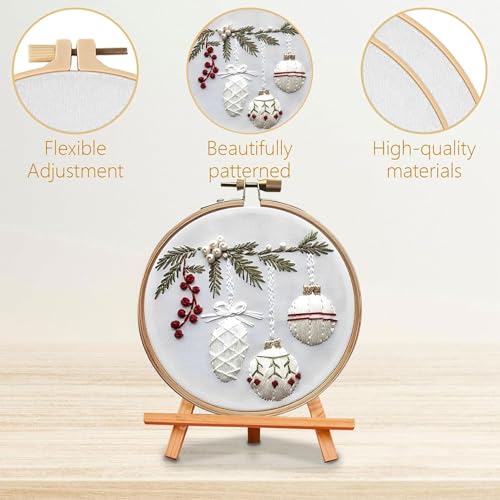 SCECALA 4 Winter Christmas Pack Embroidery Kit for Beginners - color: Beige