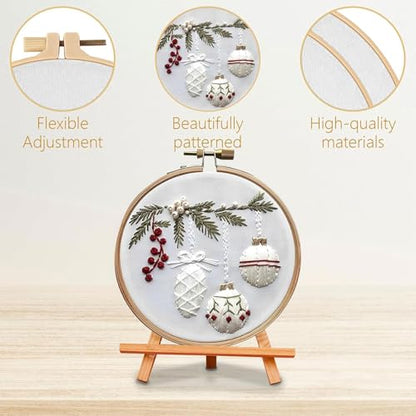 SCECALA 4 Winter Christmas Pack Embroidery Kit for Beginners - color: Beige