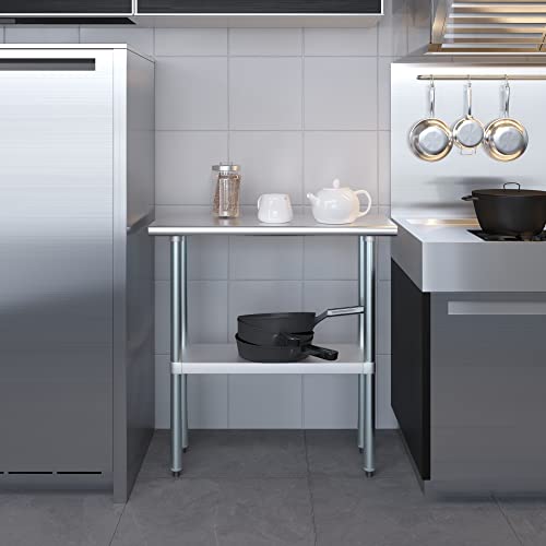 AmGood 14 in. x 36 in. Stainless Steel Work Table | Metal Kitchen Food Prep Table | NSF - size: 36 in. Long x 14 in. Deep without Wheels