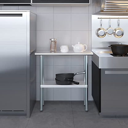AmGood 14 in. x 36 in. Stainless Steel Work Table | Metal Kitchen Food Prep Table | NSF - size: 36 in. Long x 14 in. Deep without Wheels