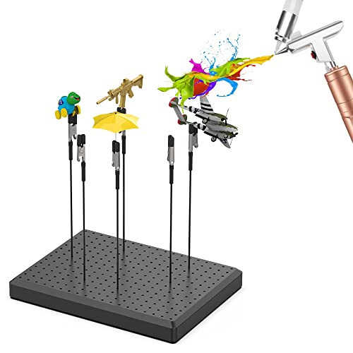 Model Painting Stand Base (19 x 14 Holes) and 25PCS Alligator Clip Sticks Set (with Sturdy Rubber Tips) Modeling Tools for Airbrush Spray, for Gundam Model Parts Holder (7.87 x 5.9Inch) - size: BC2501