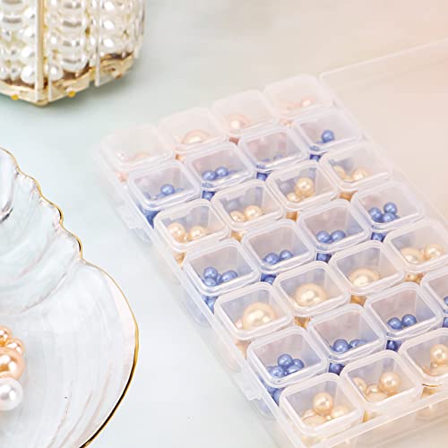 Gem Organizer, Segbeauty Clear Bead Container 28 Compartments with Secure Lids, Removable Tiny Jewelry Storage Box, Transparent Jewelry Organizer for Seeds Craft Making Accessories - size: 28 Count (Pack of 1)