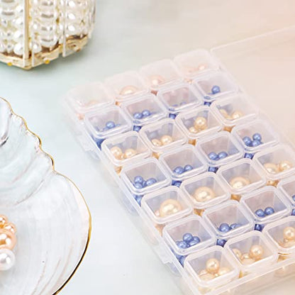 Gem Organizer, Segbeauty Clear Bead Container 28 Compartments with Secure Lids, Removable Tiny Jewelry Storage Box, Transparent Jewelry Organizer for Seeds Craft Making Accessories - size: 28 Count (Pack of 1)