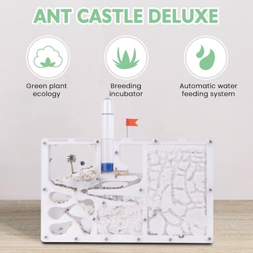 Ant Farming Castle,Habitat Science Learning Kit,Farms for Live Ants,Study of Ecosystem,Behavior of Ant Colony, Explore The World at Home School (Live Ants NOT Included) (White)