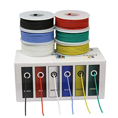 Hook up Wire Kit (Stranded Wire Kit) 18 Gauge Flexible Silicone Rubber Electric Wire 6 Colors 16.4 feet Each 18 AWG - size: 18AWG