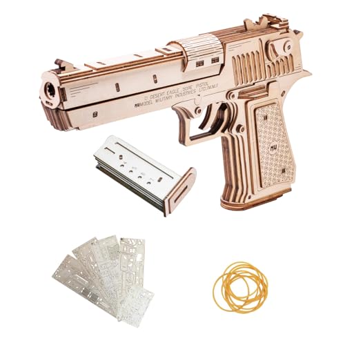 MU 3D Wooden Puzzle for Adults Model kit Building Wood Desert Eagle, Toy Wooden Puzzles Gun, DIY Kits for Men Gifts Birthday Collectible Hobbies Kit - color: Desert Eagle