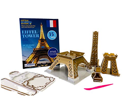 3D Puzzles for Adults and Kids | France Eiffel Tower Puzzle 3D Model Kit | Eiffel Tower Architecture Model Building Kit | Birthday Gifts for Children, Teens and Adults