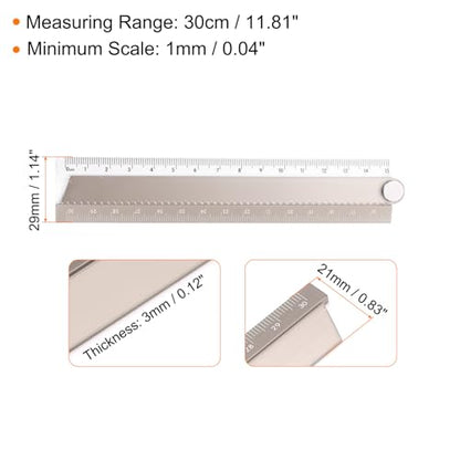 HARFINGTON 2pcs Folding Straight Ruler 30cm Metric Aluminum Alloy Protractor Foldable Angle Ruler Geometric Measuring Tool for Architects Artists Office, Gold/Blue - color: Gold/Blue