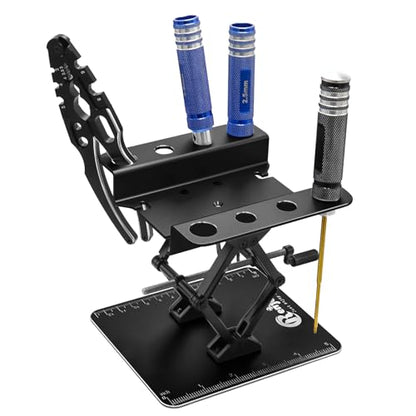 RC Car Work Stand w/Screw Tray for 1/8 1/10 1/12 Scale RC Cars, All Black - color: All Black