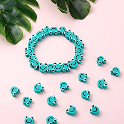 100pcs Frog Polymer Clay Spacer Beads for Women Jewelry Making DIY Bracelet Necklace Hair Clip Accessories (Frog) - color: Frog