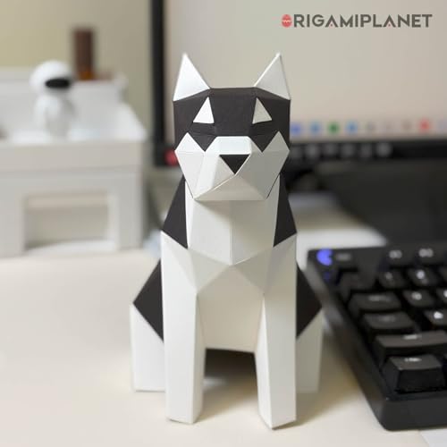Husky 3D Origami Paper Craft Kit, Easy DIY Pre-Cut Dog Paper Sculpture Model for Adults, Cute Animal Handmade Home Decor Papercraft Gift Set for Beginners