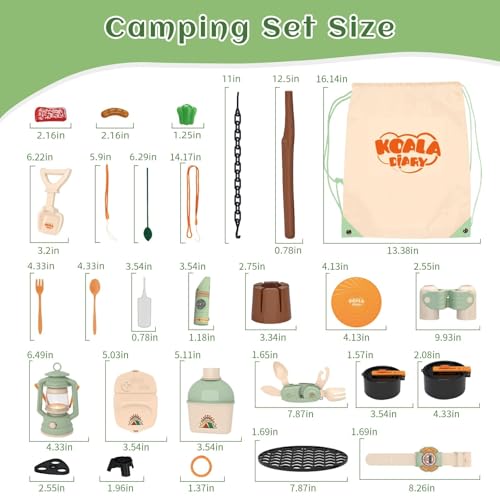 Kids Camping Set,Pretend Play Camping Gear,Ages 3+（26 PCS） - style: Kids Camping Toys Set