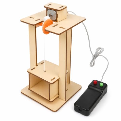 Toyvian Motorized Wooden Elevator STEM Projects for Kids Ages 8-12, DIY Working Lift Model with Controller, Physics Engineering Science Experiment Kit, 3D Wooden Puzzle Building Toy
