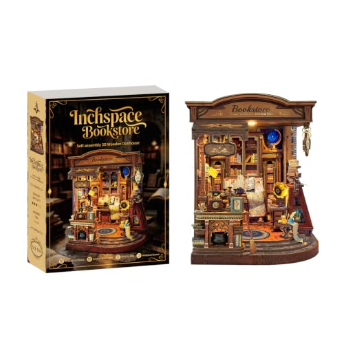 Book Nook Kit DIY Miniature House 3D Wooden Puzzle - Inchspace Bookstore - color: Inchspace Bookstore