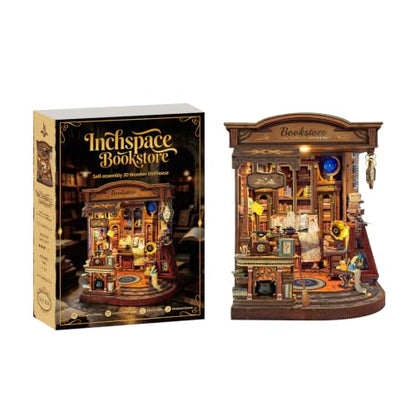 Book Nook Kit DIY Miniature House 3D Wooden Puzzle - Inchspace Bookstore - color: Inchspace Bookstore