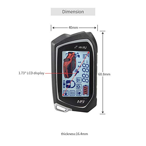 EASYGUARD EC201-M9 2 Way Car Alarm System with 1.73 inch Big LCD Pager Display Remote Starter Turbo Timer Mode Shock Warning DC12V