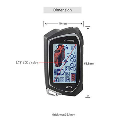 EASYGUARD EC201-M9 2 Way Car Alarm System with 1.73 inch Big LCD Pager Display Remote Starter Turbo Timer Mode Shock Warning DC12V