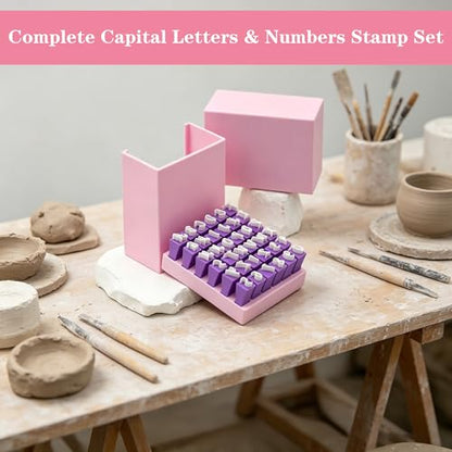 Letters and Numbers Clay Stamp Set (Purple - Capital Letters) - color: Purple - Capital Letters