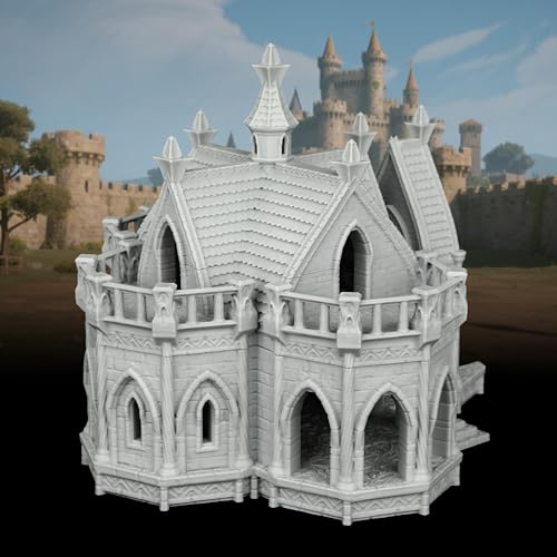 AUSPDICE Fantasy Scenery Miniature Building 25mm Unpainted Gothic Manor - color: Af1104 M City Building 7