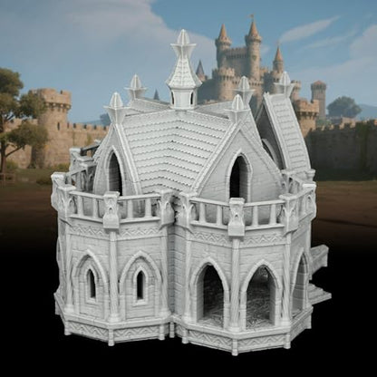 AUSPDICE Fantasy Scenery Miniature Building 25mm Unpainted Gothic Manor - color: Af1104 M City Building 7