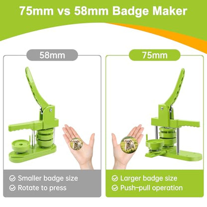 Button Maker Machine 75mm (3 in) Installation-Free, DIY Button Pin Maker Machine, Button Badge Press Machine with Free 100 Sets Button Maker Supplies & Pictures & Circle Cutter - size: Round 75mm (3 inch)