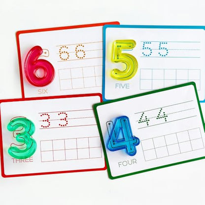 Math Task Boxes Set of 5 Math Manipulatives Themes 230+ Pieces of Number Rods, Base Ten Blocks, Ten Frame Disc Counters, Place Value Blocks, 0-9 Numbers, 3D Shapes, Activity Cards (Numbers) - color: Numbers