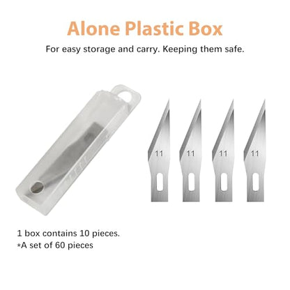 Headley Tools #11 Hobby Knife Blades(Pack of 60),Art Blades Cutting Tool with Storage Case for Craft, Hobby, Scrapbooking, Stencil - size: #11-60pcs