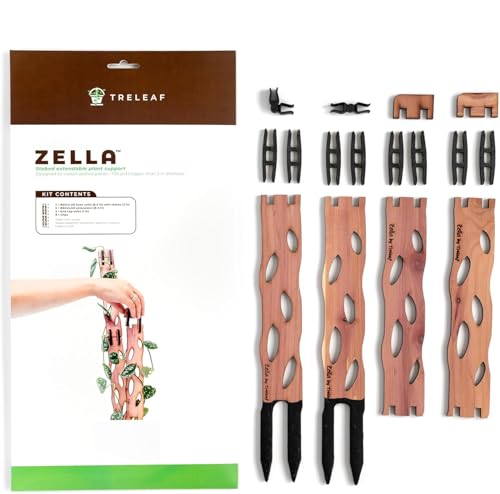 Treleaf Zella Regular Starter Kit – Wooden Extendable Plant Trellis for Indoor Climbing Houseplants – Modular Plant Support with 2 Bases + 2 Extensions - Moss Pole Alternative - size: Regular Kit