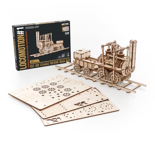 EWA Eco-Wood-Art Locomotion #1 3D Wooden Puzzle, Mechanical Model Kit, 325 Pieces, 15.75 Inches, Wood
