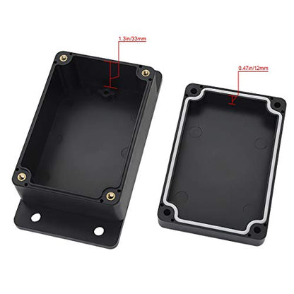 Junction Box Waterproof Dustproof IP65 ABS Plastic Universal Electric Project Enclosure Black with Fixed Ear 3.93"x2.68"x1.97"(100 x 68 x 50 mm) - size: 3.93"x2.68"x1.97"