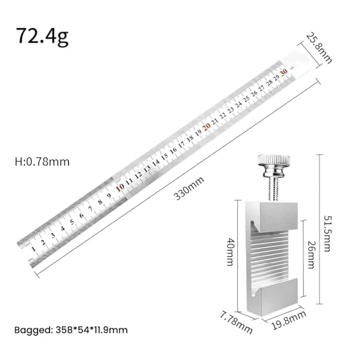 Aluminum Alloy Woodworking Ruler Stop, 11.8inch Steel Precision Scriber & Marking Gauge Woodworking Tools - color: silvery