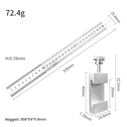 Aluminum Alloy Woodworking Ruler Stop, 11.8inch Steel Precision Scriber & Marking Gauge Woodworking Tools - color: silvery