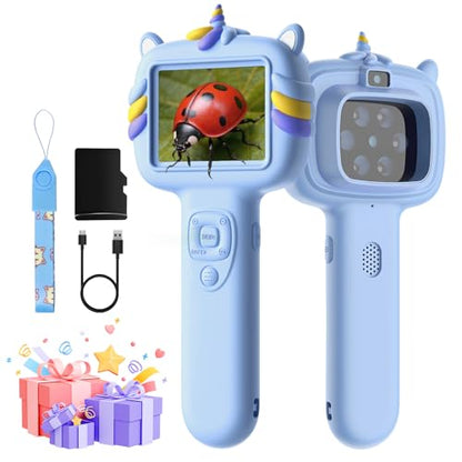 Kids Microscope Outdoor Toys - Handheld Microscopes Autofocus - color: Blue