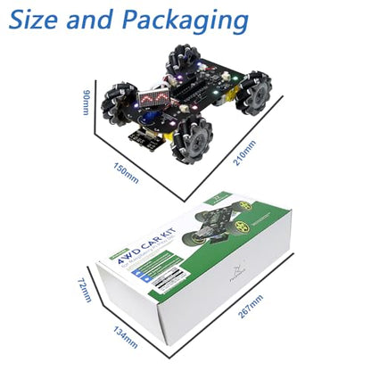 Freenove Mecanum Wheel Car Kit for Raspberry Pi Pico (Not Included) (Compatible with Arduino IDE), Dot Matrix Expressions, Obstacle Avoidance, Line Tracking, Light Tracing, Colorful Light, App - color: Mecanum Wheels without Raspberry Pi Pico
