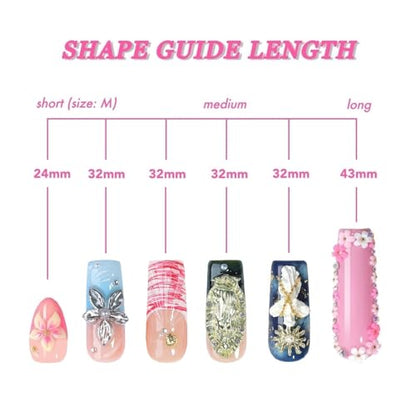 Blue Jelly Press On Nails, Handmade Silver 3D Flower Shell Leopard Design, 10pcs Square Shape Reusable Full Cover Acrylic Nails, Summer Beach Vacation & Party– Appife - color: Blue Tide, size: S